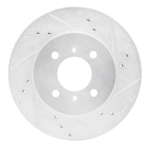Mitsubishi Lancer Brake Rotor (1) - Front Right - R1 Concepts - Drilled & Slotted - Silver - `98-`07